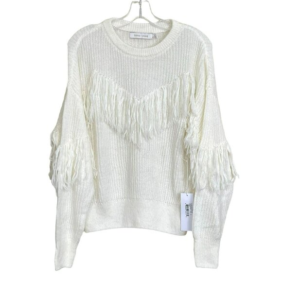 Anthropologie bishop + young Fringe Boho Western Ivory Sweater Small NEW - Picture 1 of 7